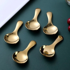  Salt Spoon Small Sugar Spice Spoons Gold Stainless Steel Spoon Set Tea Coffee Scoop Kitchen Accessories Mini Spoons 